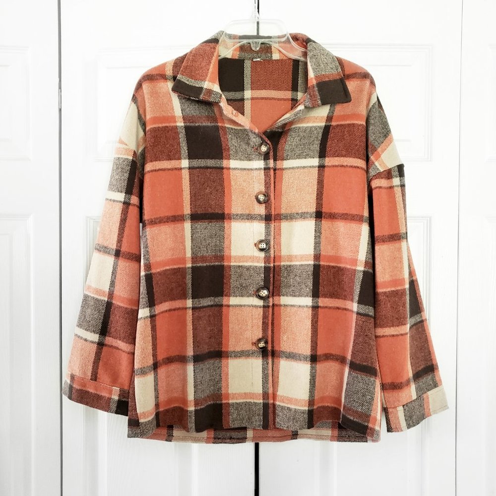 Plaid Flannel Button Shacket Jacket - image 2